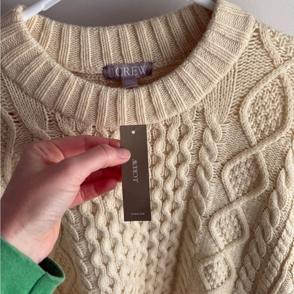 J. Crew Cable-knit Chunky Sweater - Cream - Size L/XL - NWT - Picture 4 of 9